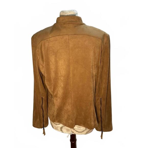 Adrienne Vittadini Brown Suede Moto Jacket for Women- Large - Picture 2 of 9
